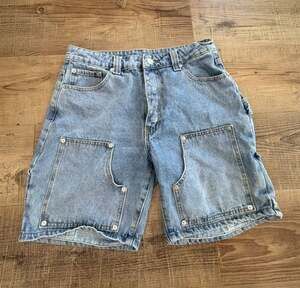 SUMWON Denim Carpenter Shorts Riveted Pockets Y2K Gorpcore festival streetwear